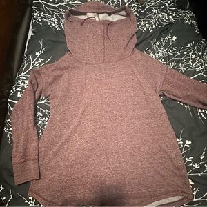 Women's Maroon Hooded Sweatshirt Cowl neck